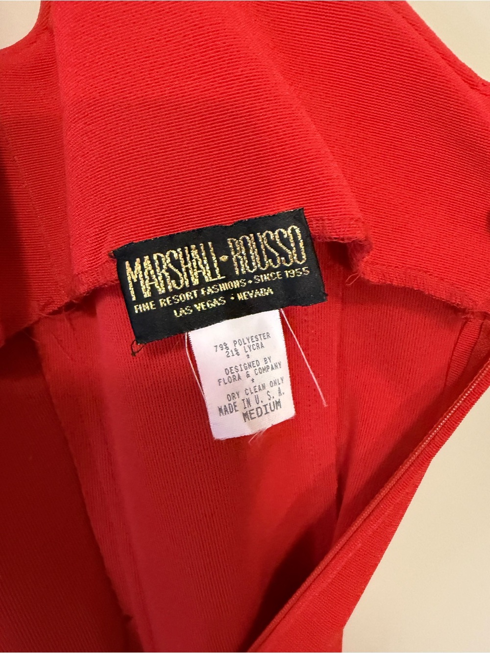 Marshall Rousso Vintage Red Midi Dress with Gold Strap Details - Size M EUC - Picture 7 of 7